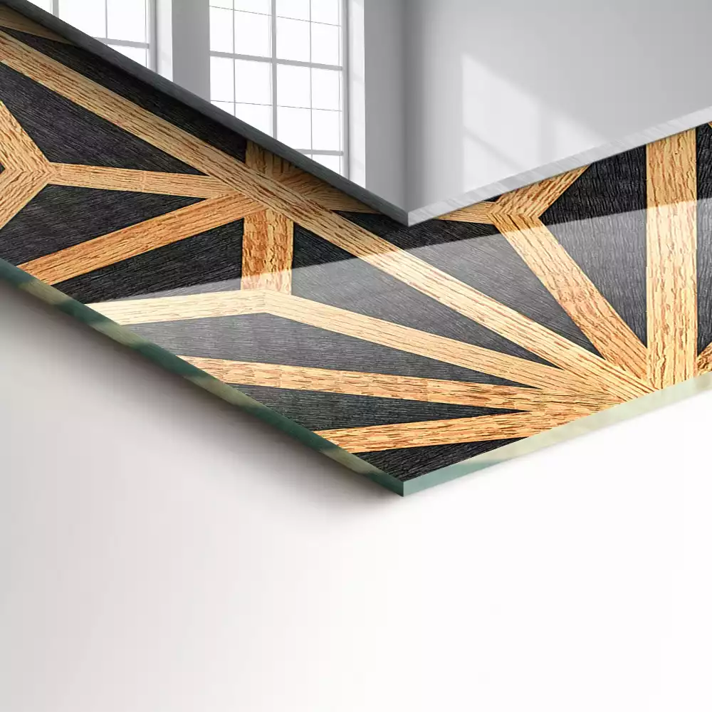 Spiegel mit rechteckigem aufdruck Holzgeometrisches Muster