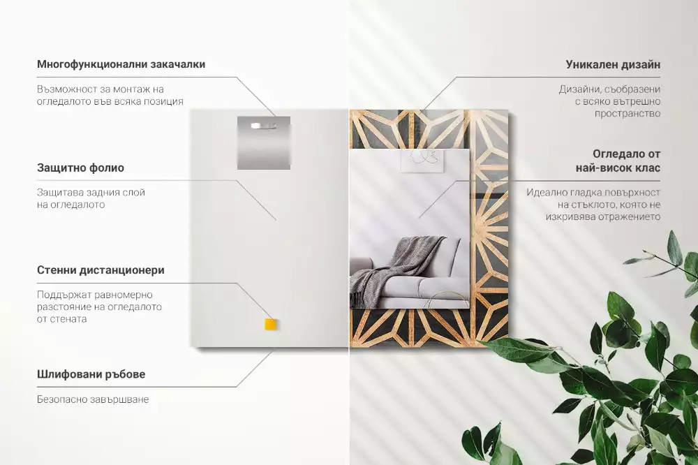 Spiegel mit rechteckigem aufdruck Holzgeometrisches Muster