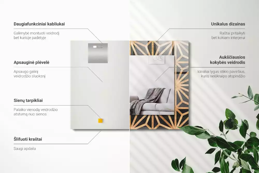 Spiegel mit rechteckigem aufdruck Holzgeometrisches Muster