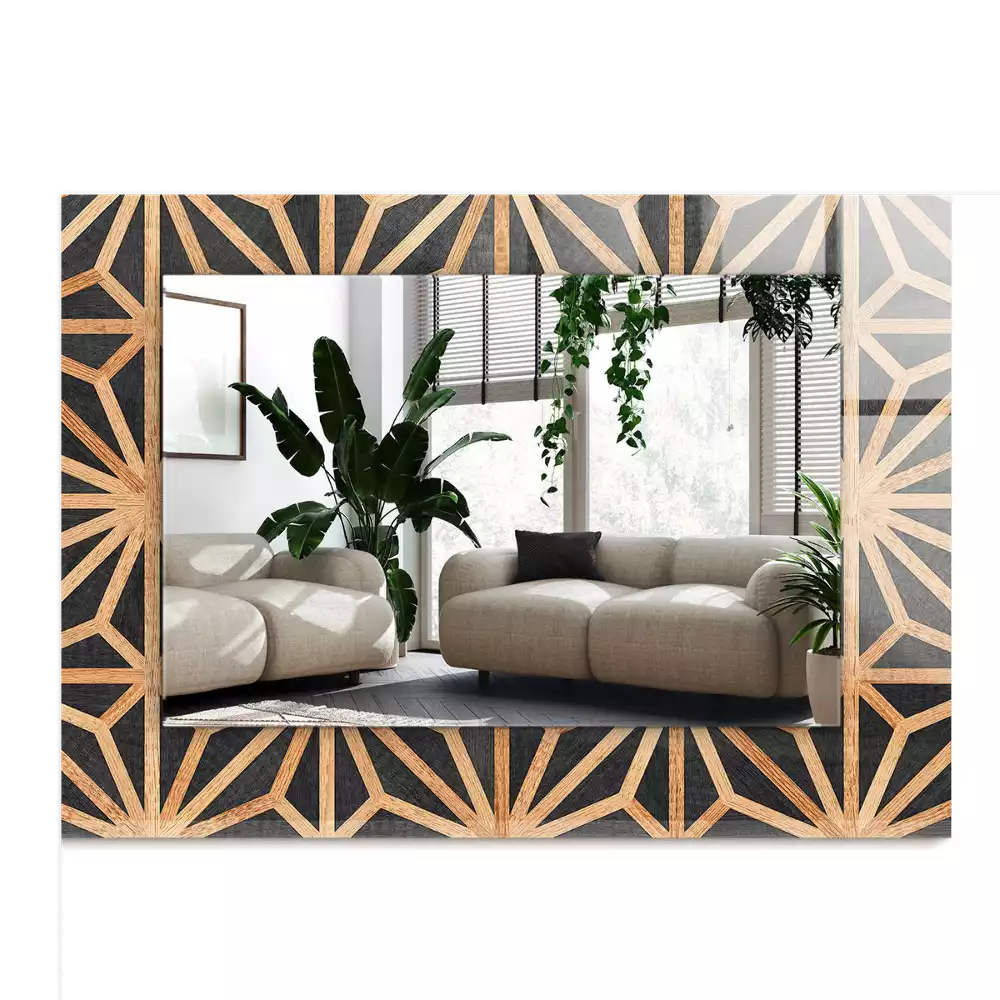 Spiegel mit rechteckigem aufdruck Holzgeometrisches Muster