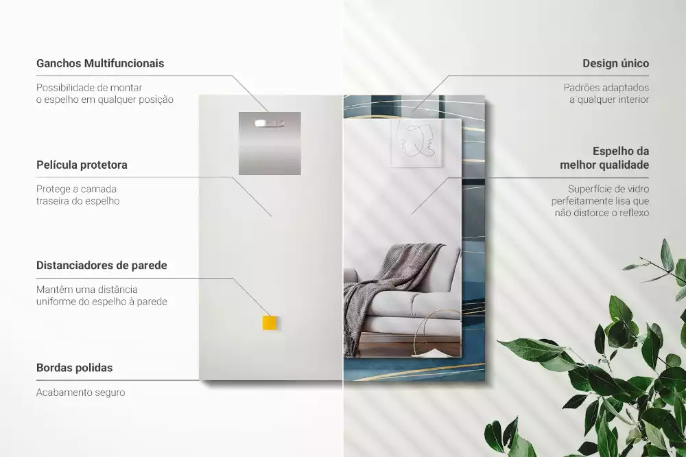 Rechteckiger spiegel Abstrakte Linien