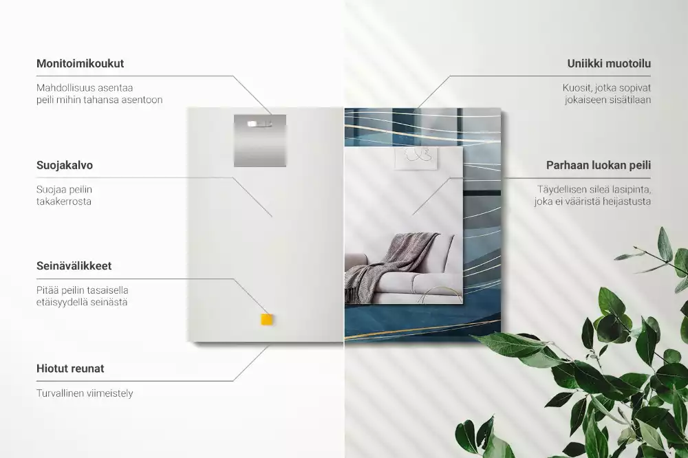 Rechteckiger spiegel Abstrakte Linien