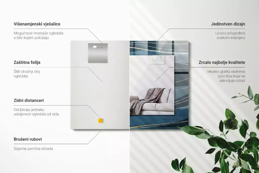 Rechteckiger spiegel Abstrakte Linien