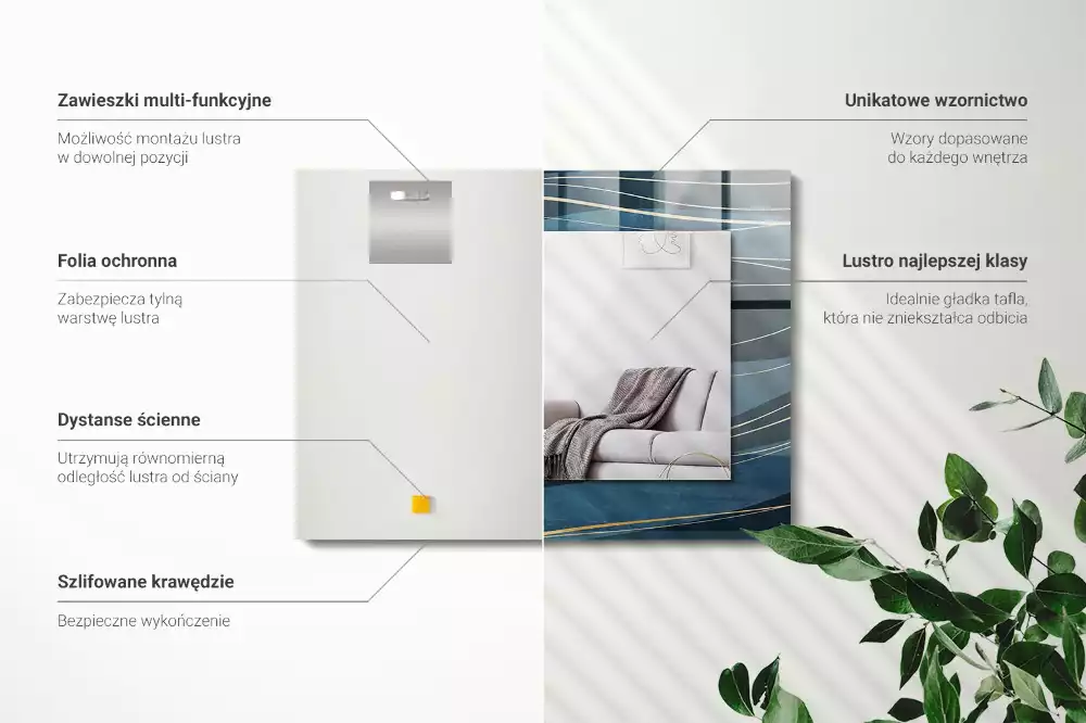 Rechteckiger spiegel Abstrakte Linien