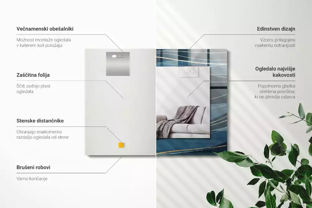 Rechteckiger spiegel Abstrakte Linien