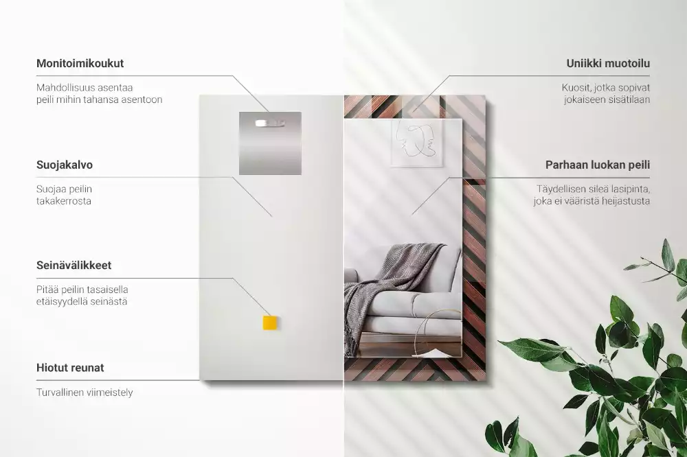 Rechteckiger dekorativer spiegel Holzleisten schräg