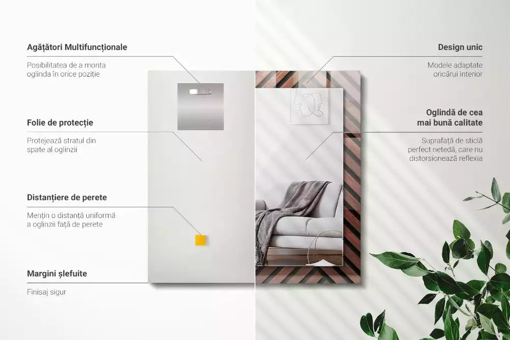 Rechteckiger dekorativer spiegel Holzleisten schräg