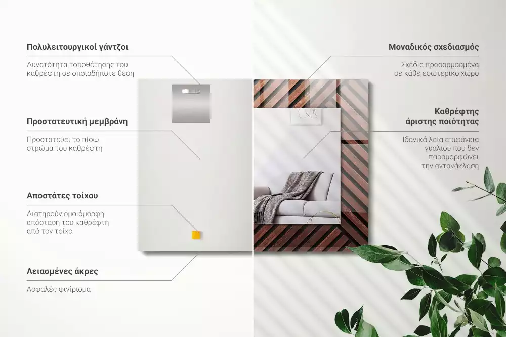 Rechteckiger dekorativer spiegel Holzleisten schräg