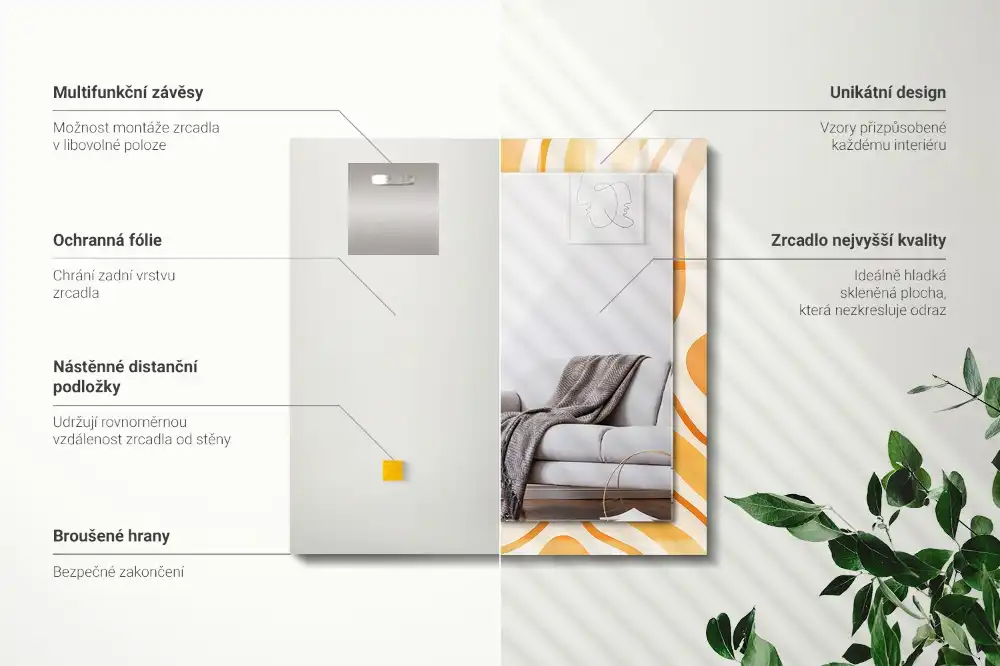 Spiegel mit rechteckigem aufdruck Abstrakte orangene Muster