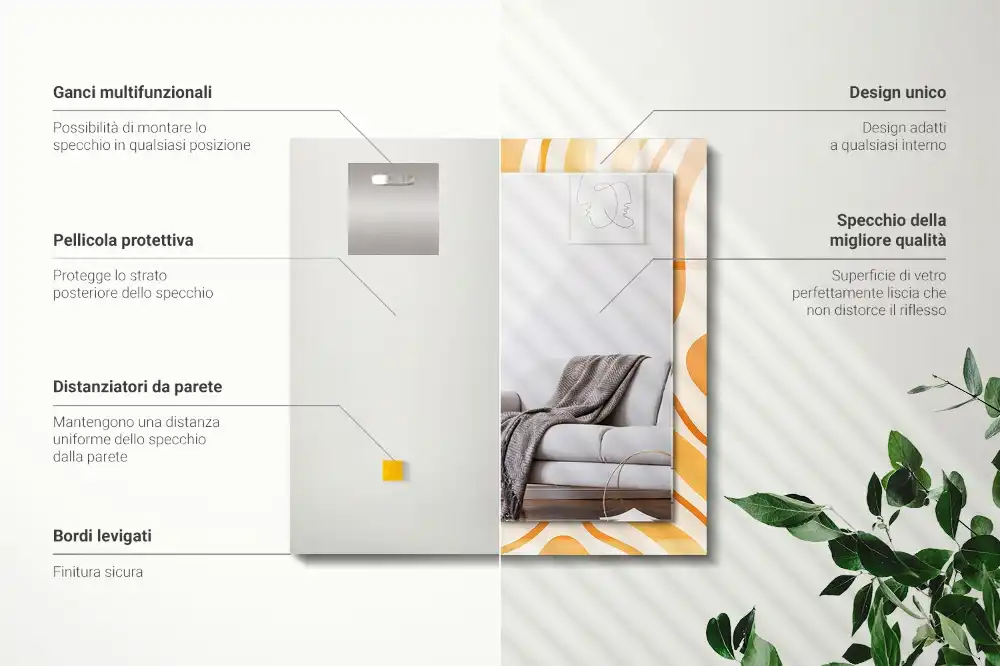 Spiegel mit rechteckigem aufdruck Abstrakte orangene Muster