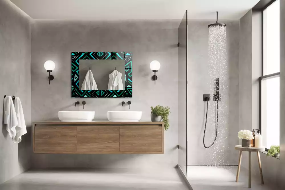 Rechteckiger spiegel Türkis geometrisches Muster