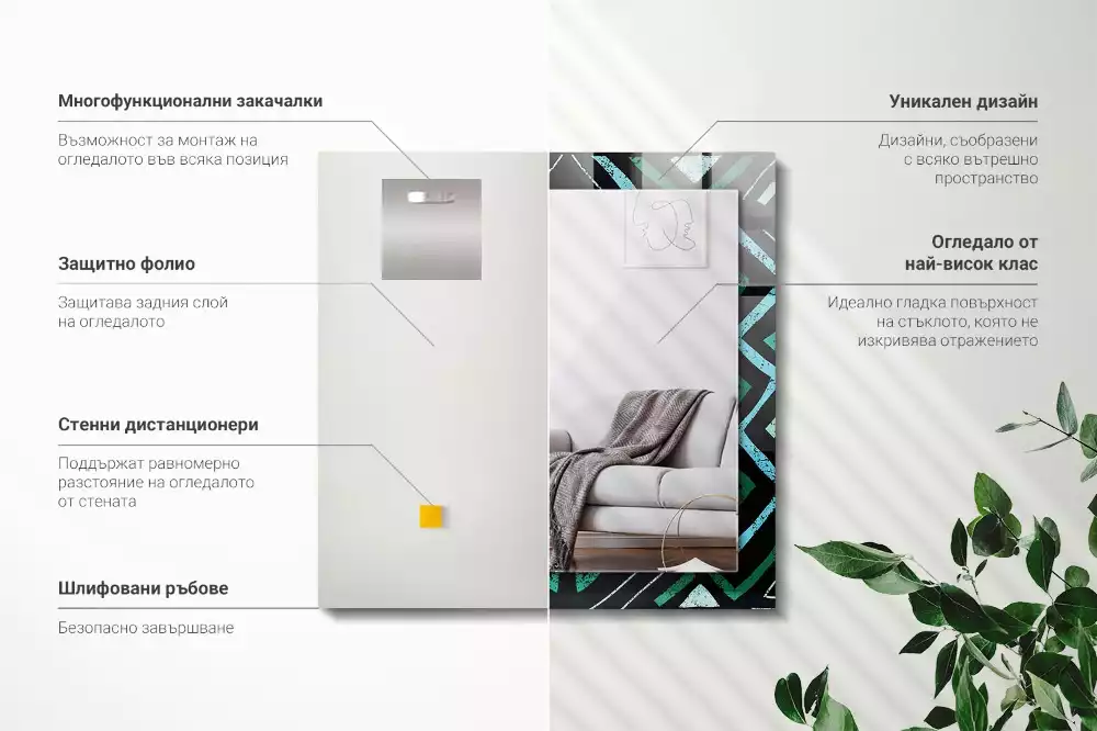 Rechteckiger spiegel Türkis geometrisches Muster