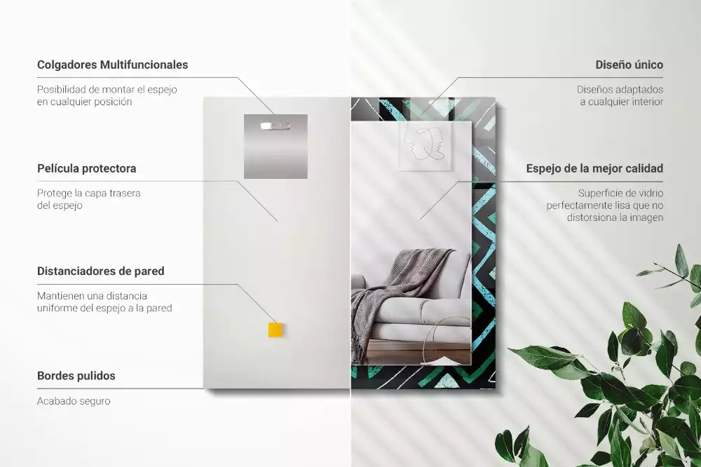 Rechteckiger spiegel Türkis geometrisches Muster