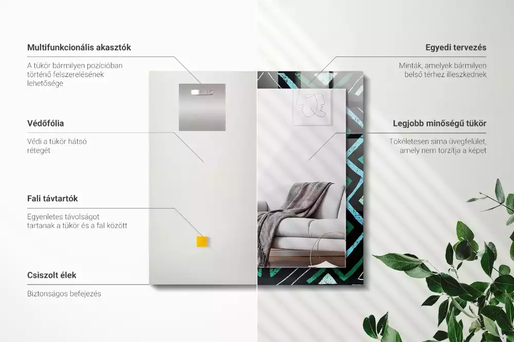 Rechteckiger spiegel Türkis geometrisches Muster