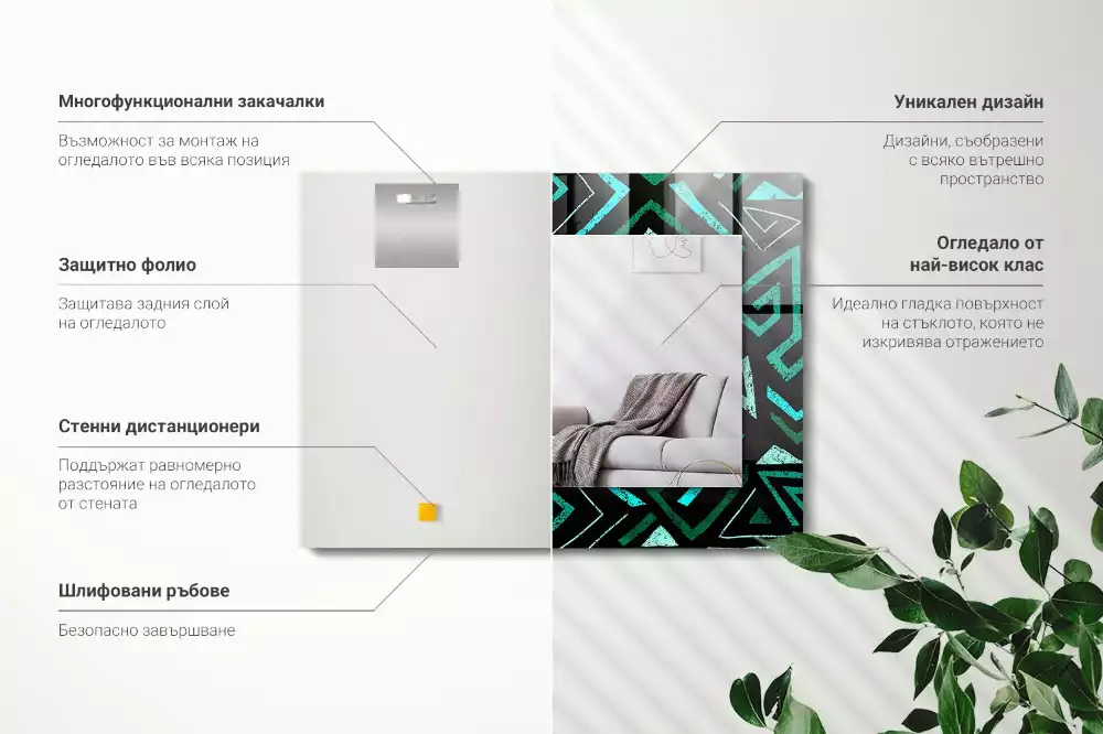 Rechteckiger spiegel Türkis geometrisches Muster