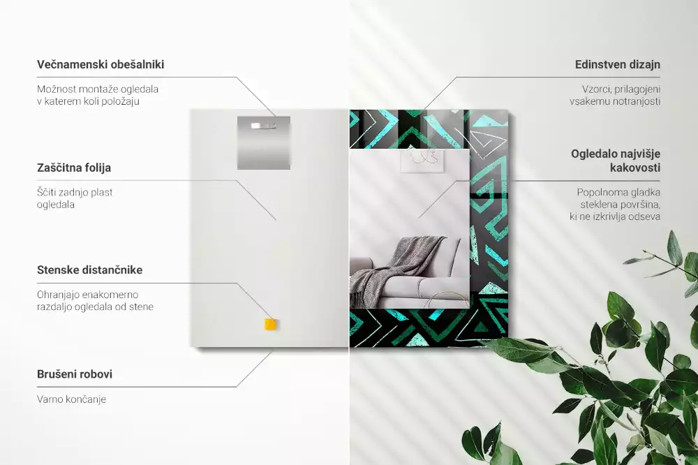 Rechteckiger spiegel Türkis geometrisches Muster