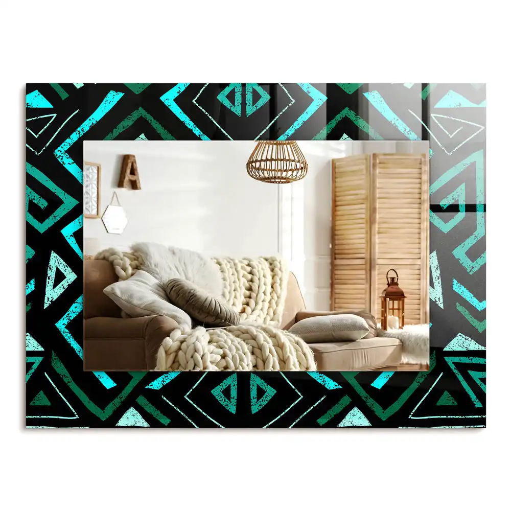 Rechteckiger spiegel Türkis geometrisches Muster