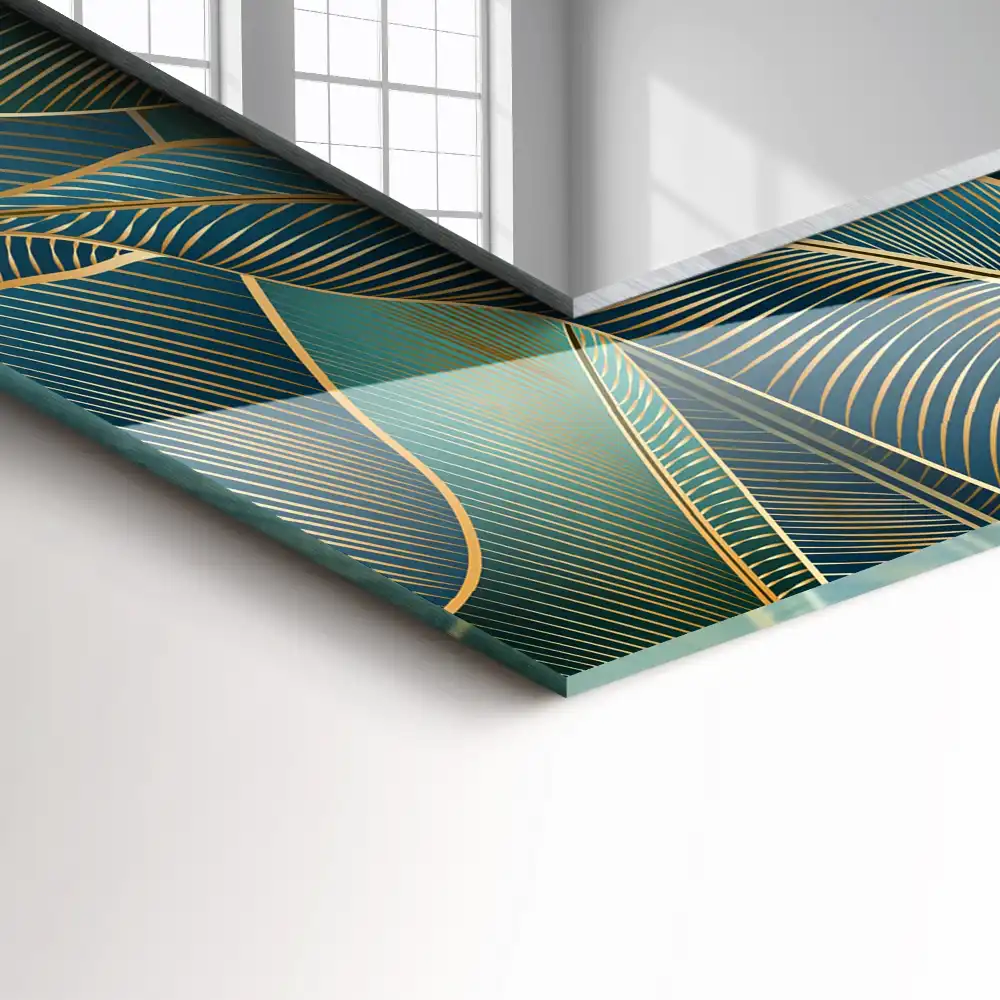 Rechteckiger dekorativer spiegel Blätter Linien