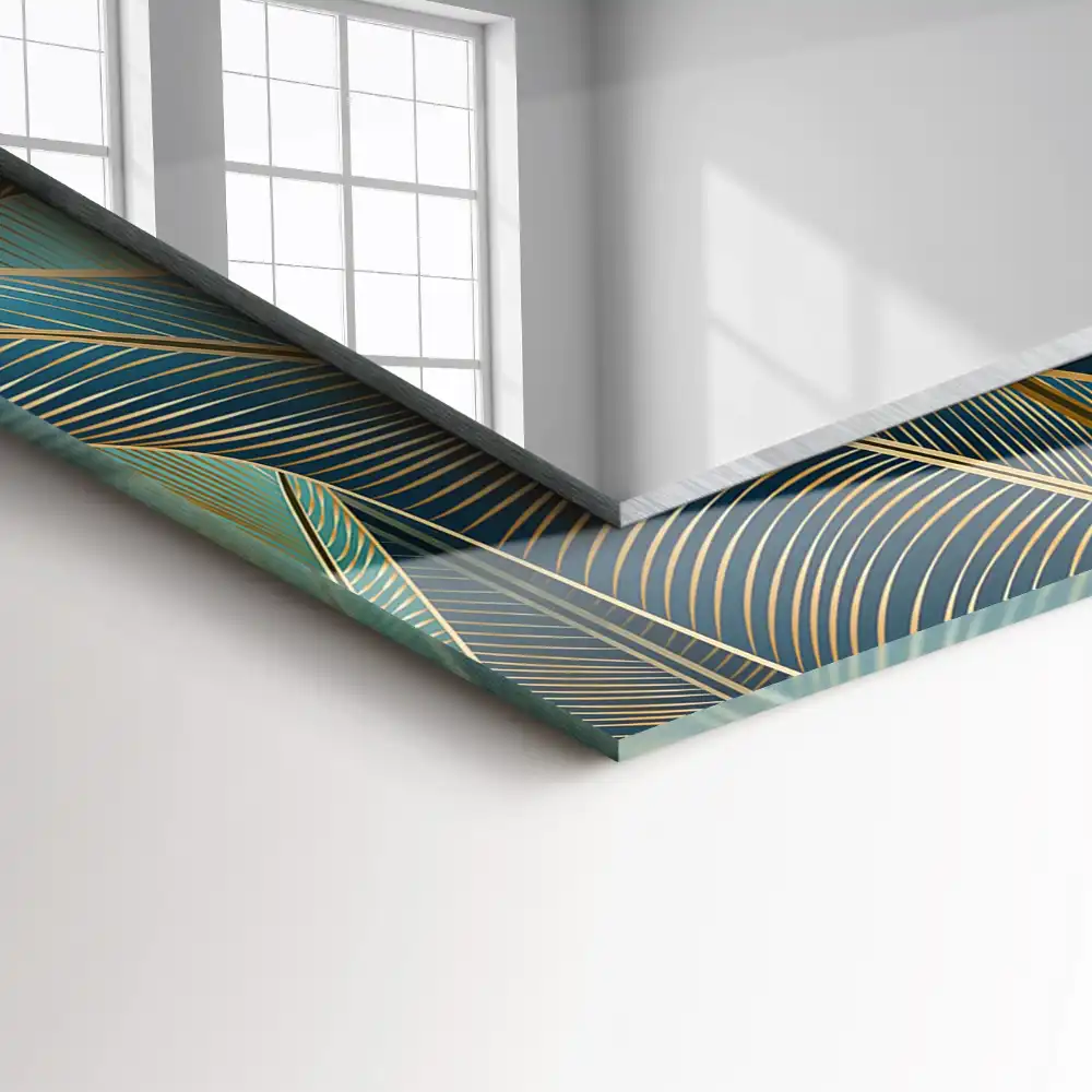 Rechteckiger dekorativer spiegel Blätter Linien