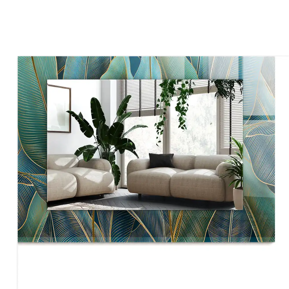 Rechteckiger dekorativer spiegel Blätter Linien