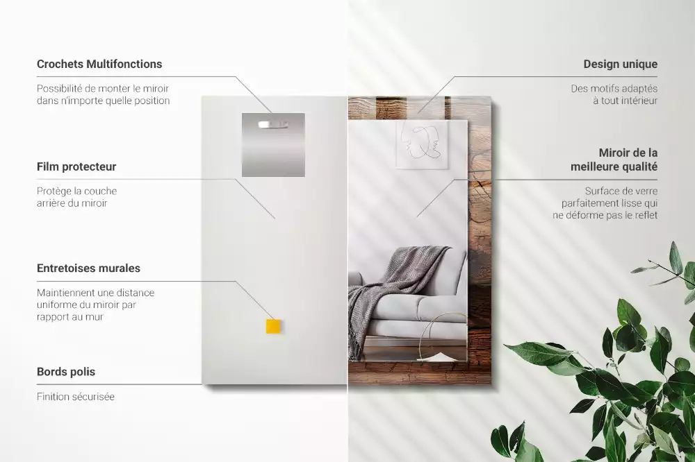 Rechteckiger dekorativer spiegel Holztextur Dielen