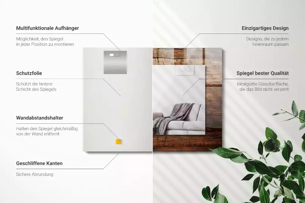 Rechteckiger dekorativer spiegel Holztextur Dielen