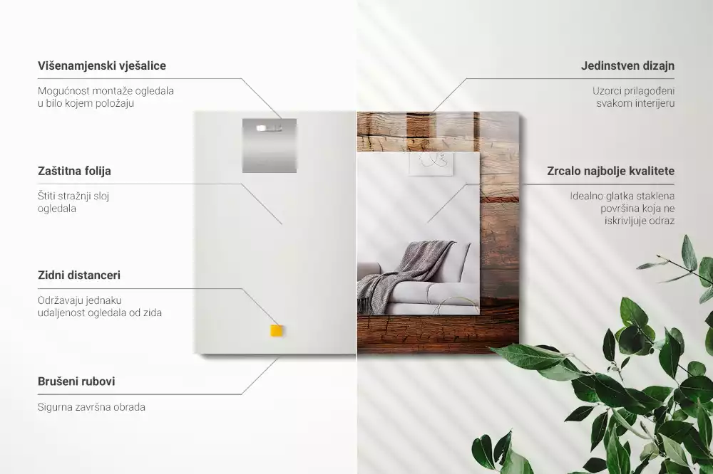 Rechteckiger dekorativer spiegel Holztextur Dielen