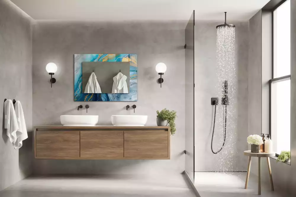 Spiegel mit rechteckigem aufdruck Abstrakter Marmorharz