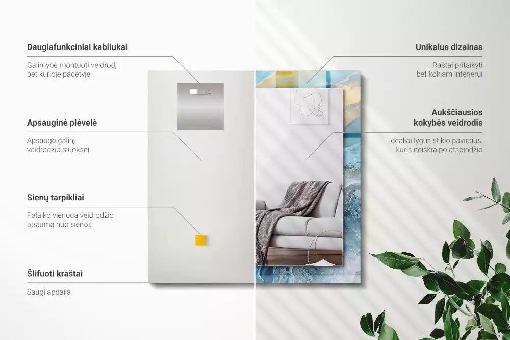 Spiegel mit rechteckigem aufdruck Abstrakter Marmorharz