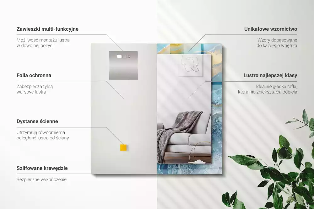 Spiegel mit rechteckigem aufdruck Abstrakter Marmorharz