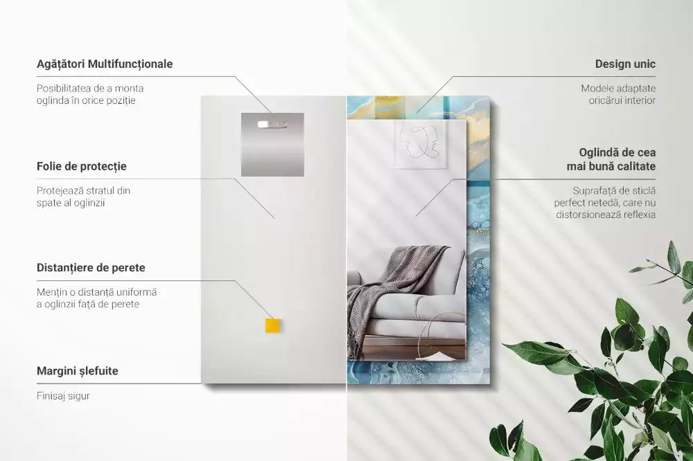 Spiegel mit rechteckigem aufdruck Abstrakter Marmorharz