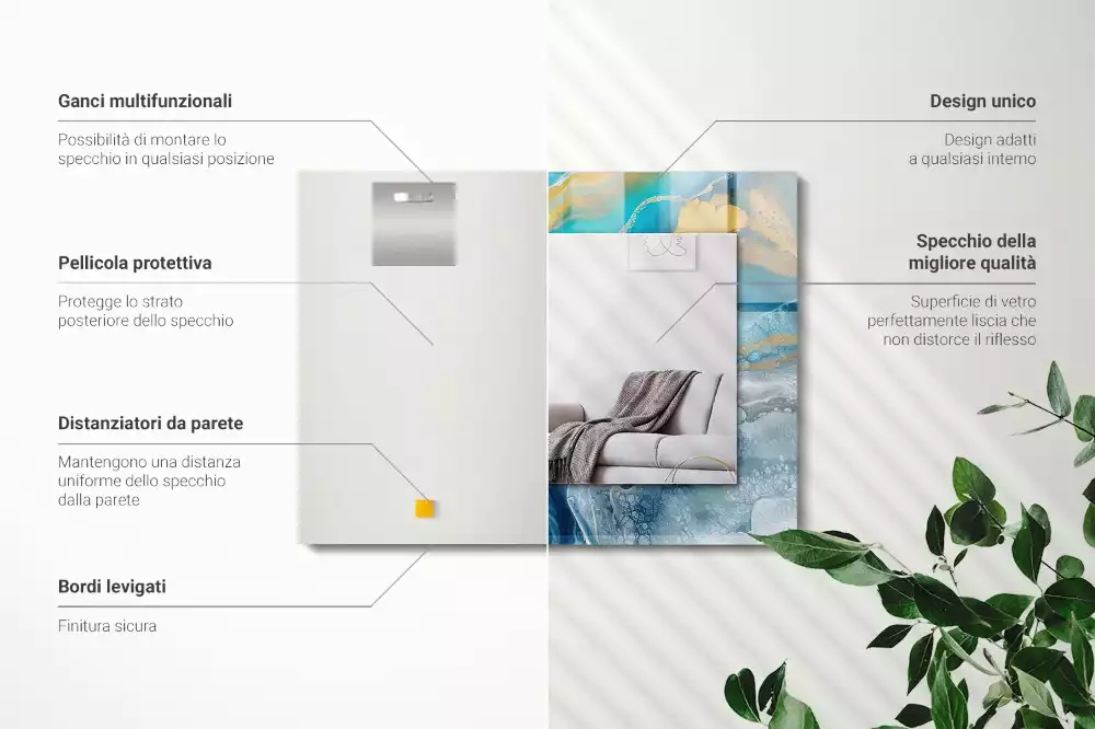 Spiegel mit rechteckigem aufdruck Abstrakter Marmorharz