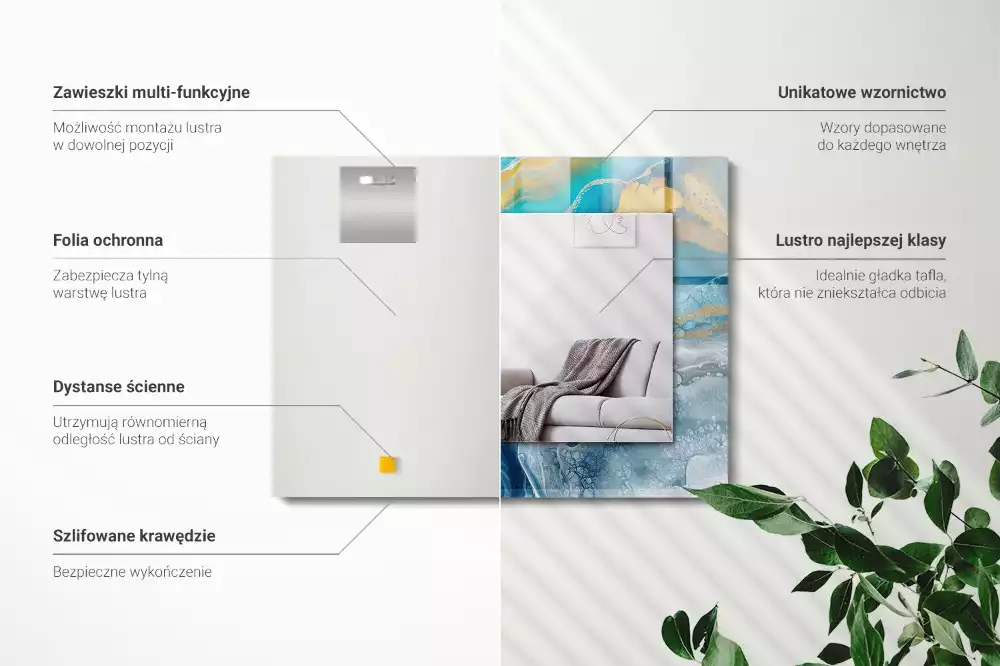 Spiegel mit rechteckigem aufdruck Abstrakter Marmorharz