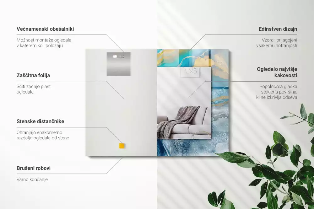 Spiegel mit rechteckigem aufdruck Abstrakter Marmorharz