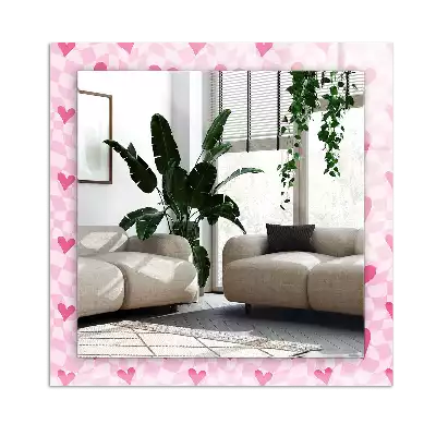 Rechteckiger spiegel Rosa Herzen