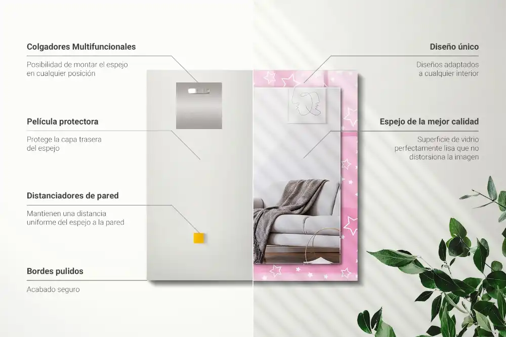 Rechteckiger dekorativer spiegel Rosa Sternchen