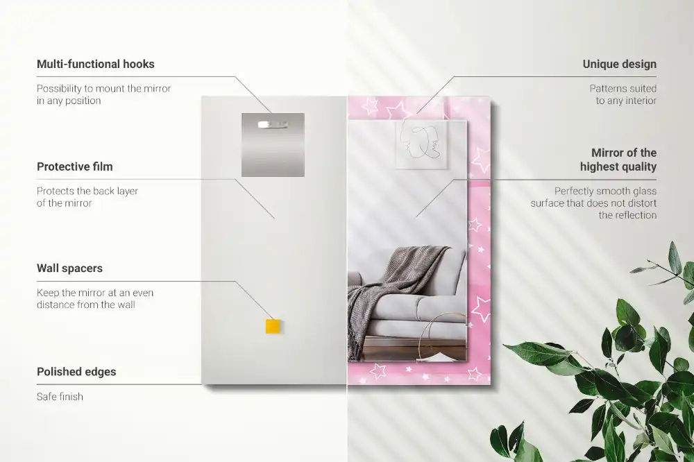 Rechteckiger dekorativer spiegel Rosa Sternchen