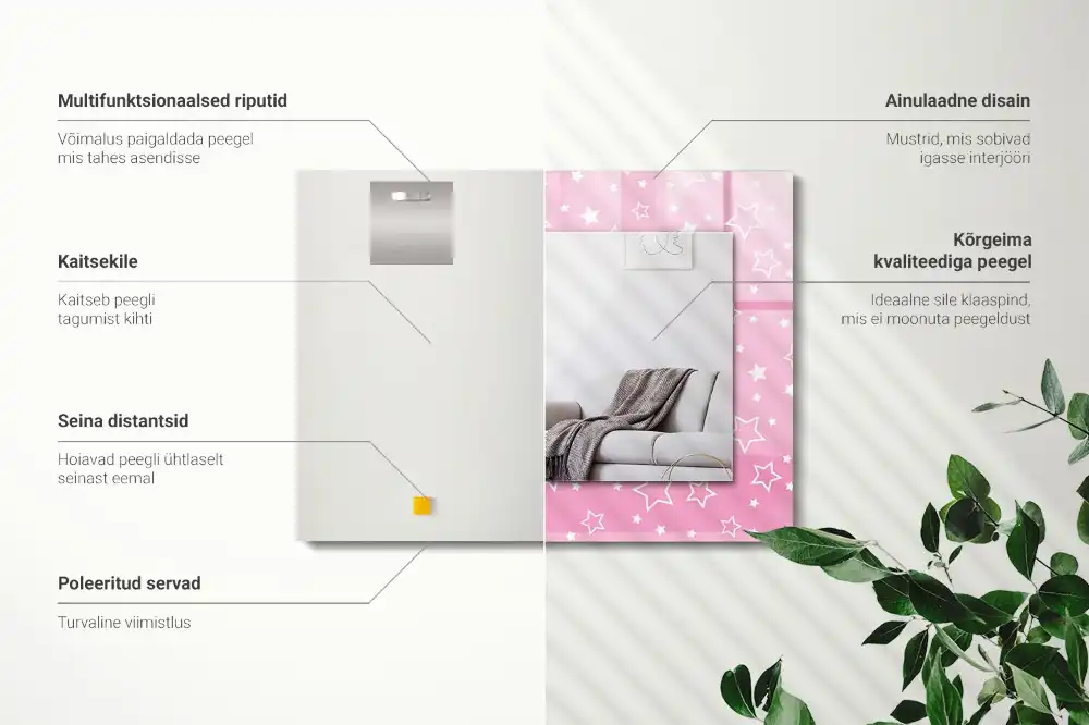 Rechteckiger dekorativer spiegel Rosa Sternchen