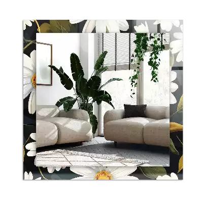 Spiegel mit rechteckigem aufdruck Weiße Gänseblümchen-Blätter