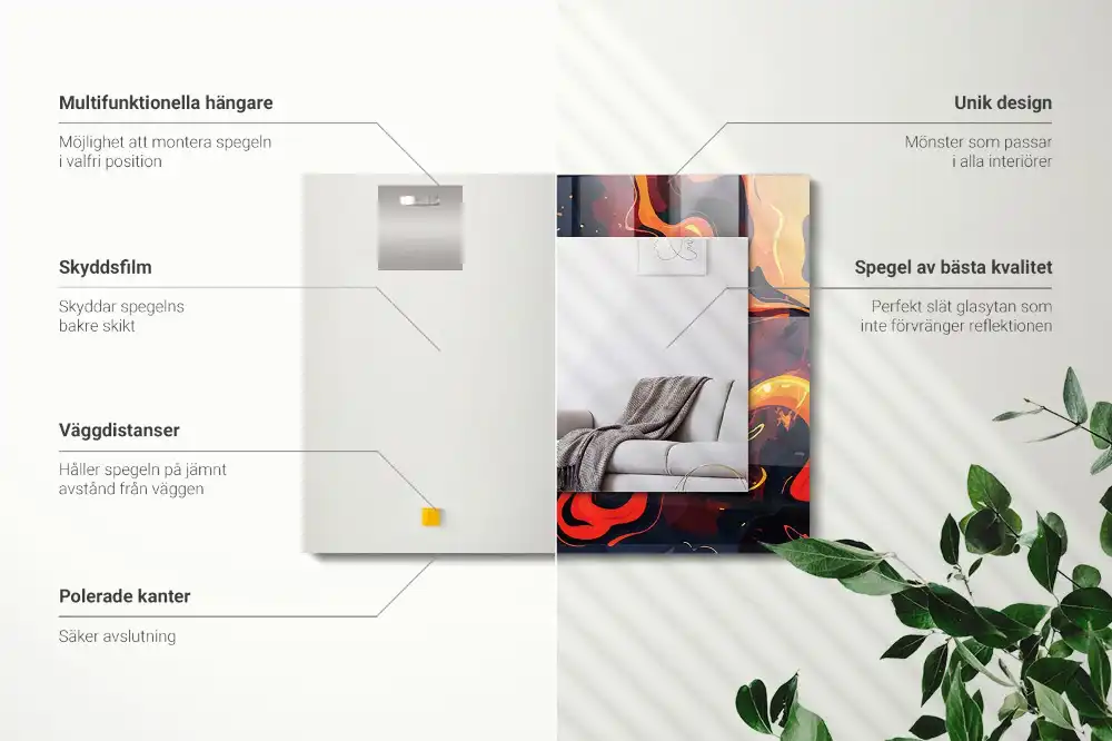Rechteckiger dekorativer spiegel Vulkanische Lava