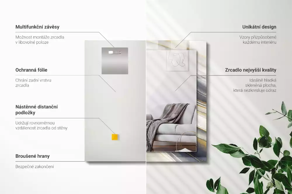 Rechteckiger spiegel Abstrakte Farb‑Wellen