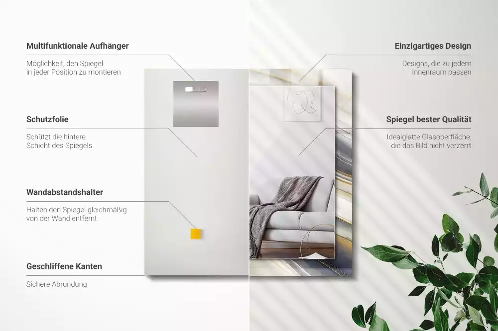 Rechteckiger spiegel Abstrakte Farb‑Wellen