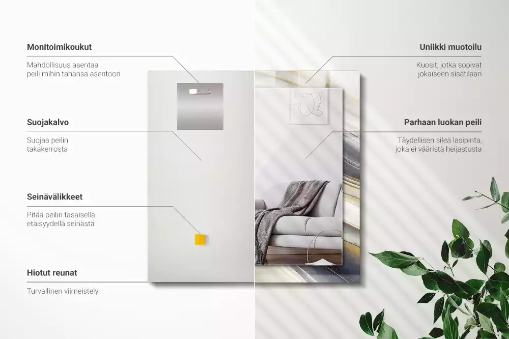 Rechteckiger spiegel Abstrakte Farb‑Wellen