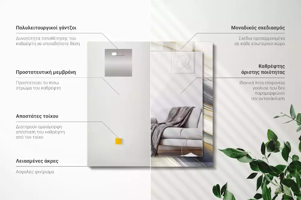 Rechteckiger spiegel Abstrakte Farb‑Wellen