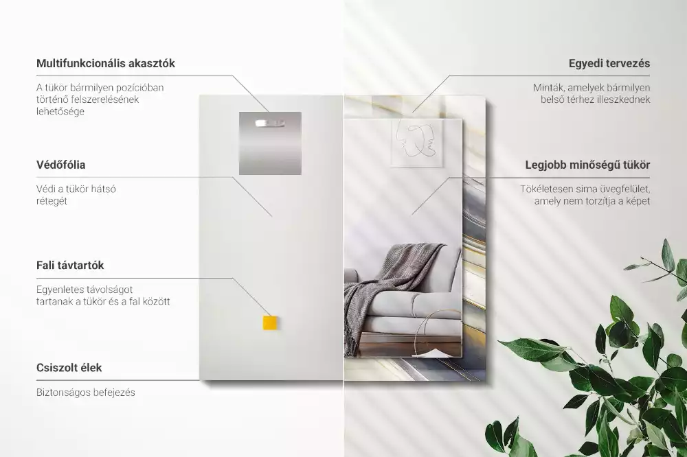 Rechteckiger spiegel Abstrakte Farb‑Wellen