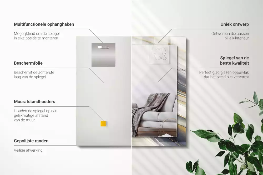 Rechteckiger spiegel Abstrakte Farb‑Wellen