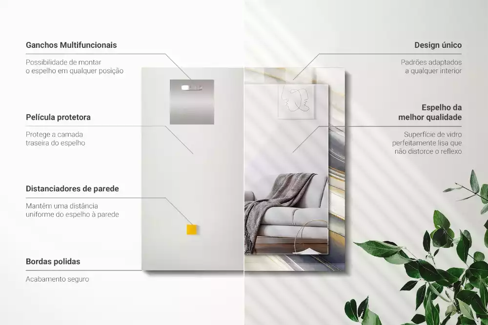 Rechteckiger spiegel Abstrakte Farb‑Wellen