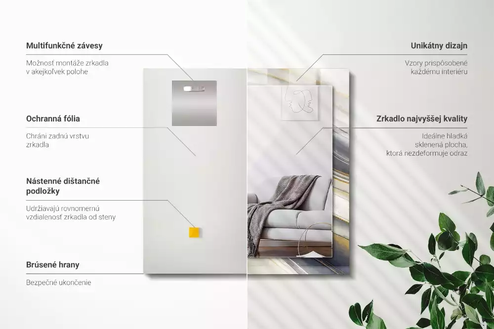 Rechteckiger spiegel Abstrakte Farb‑Wellen