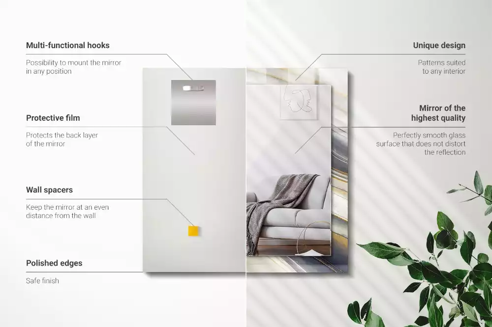 Rechteckiger spiegel Abstrakte Farb‑Wellen