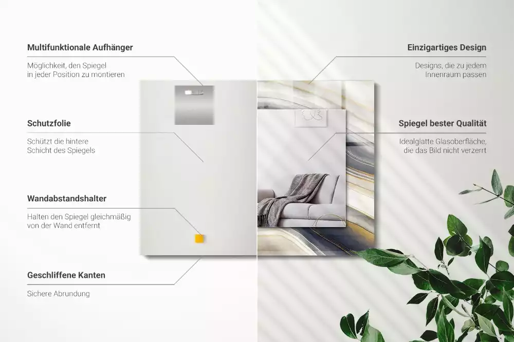 Rechteckiger spiegel Abstrakte Farb‑Wellen